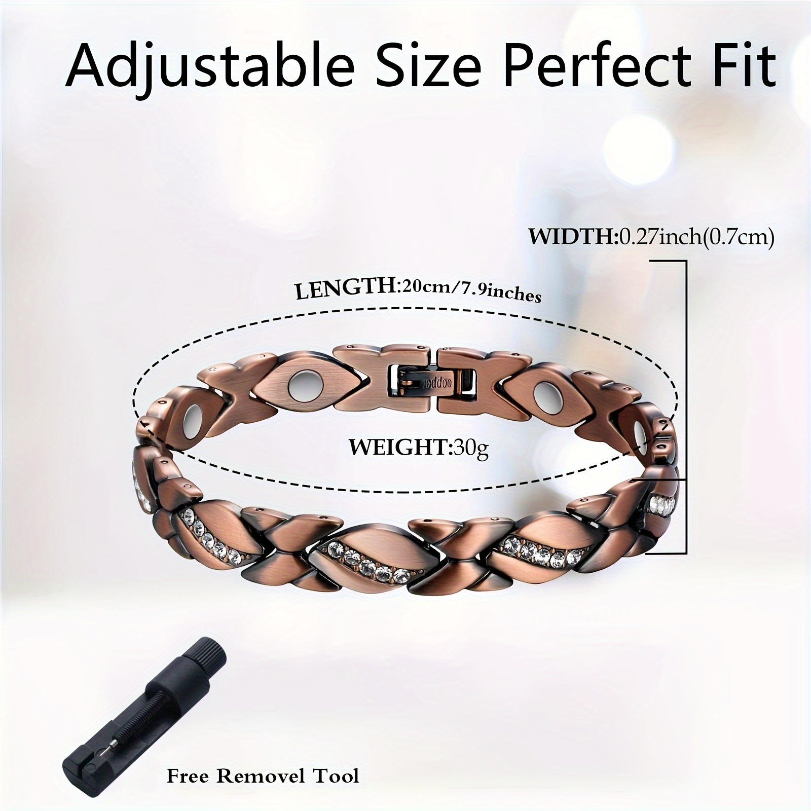 Leaf Magnetic Therapy Bracelet with Rhinestones - Geometric Stylish Wristband view 2