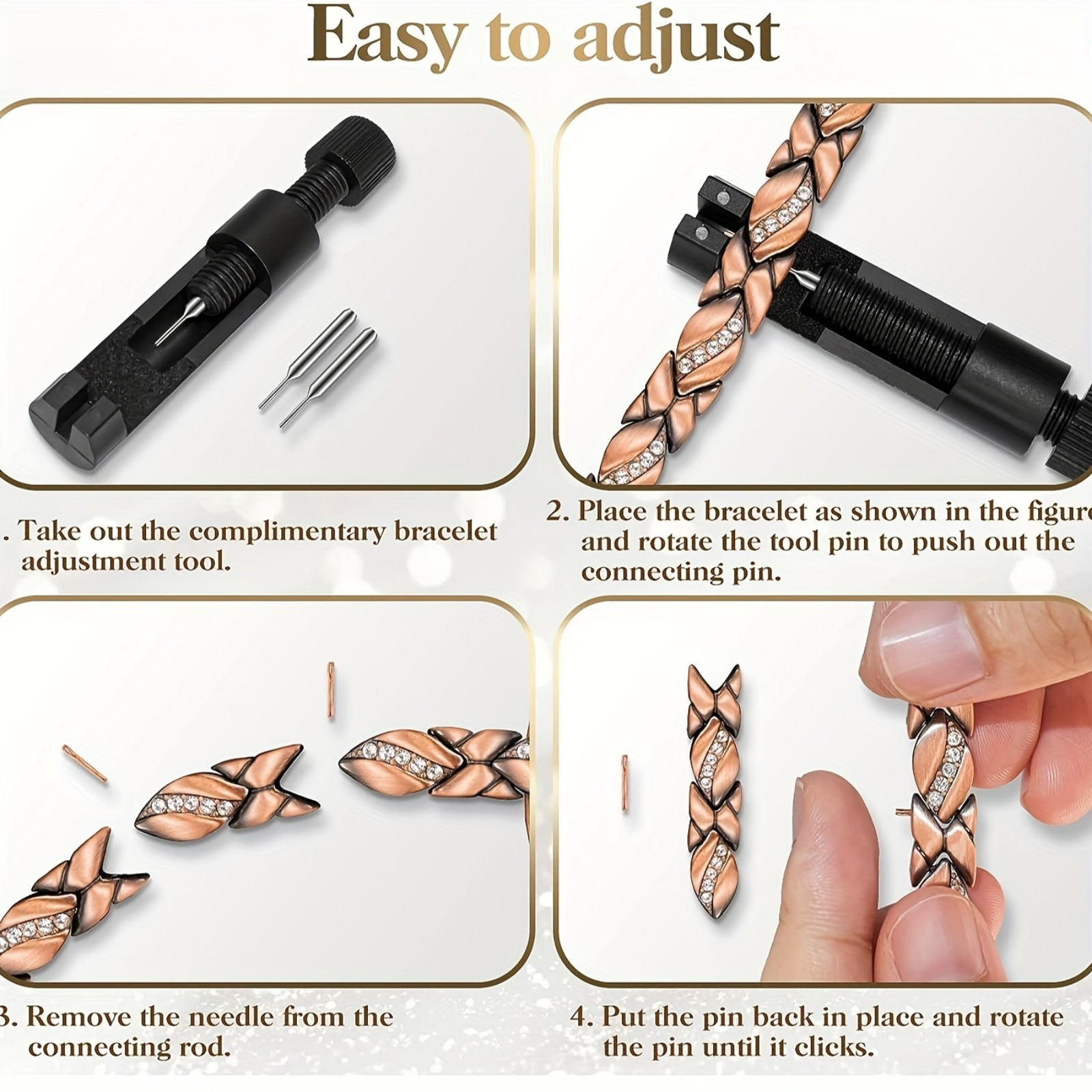 Leaf Magnetic Therapy Bracelet with Rhinestones - Geometric Stylish Wristband view 3