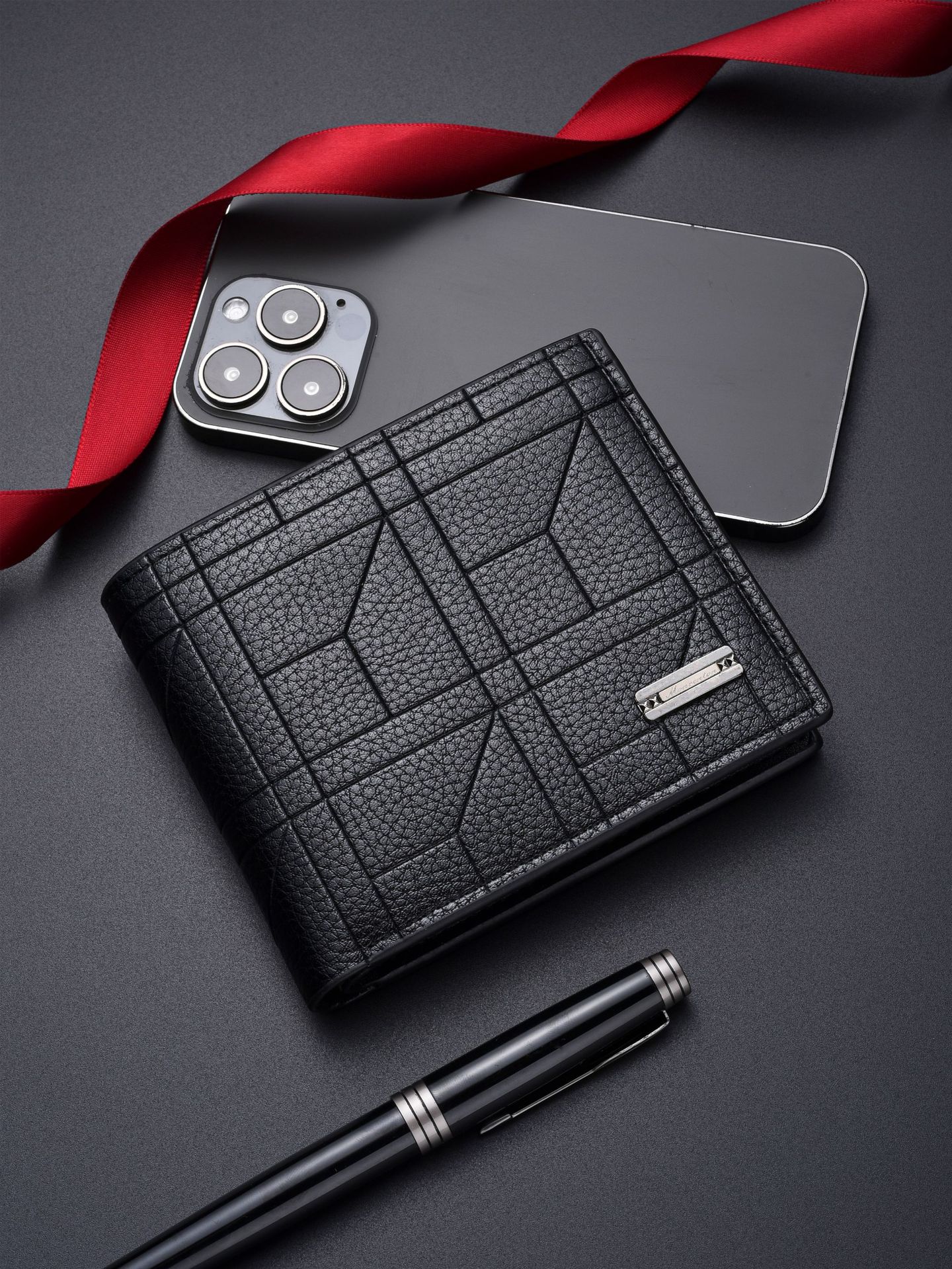 Dark Brown Men's Ultra-Thin PU Leather Wallet - Compact & Stylish Bi-fold view 2