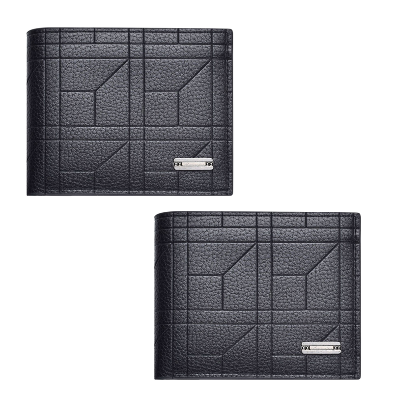 2-Pack Black Men's Ultra-Thin PU Leather Wallet - Compact & Stylish Bi-fold