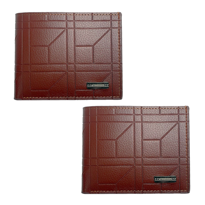 2-Pack Light Brown Men's Ultra-Thin PU Leather Wallet - Compact & Stylish