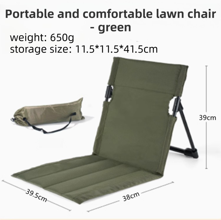 Green Portable Folding Camping Chair with Backrest & Storage-Bag - Ultra-Light — image 1