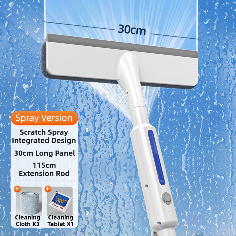3-in-1 Spray Window Squeegee with 30cm Clean-Panel & 115cm Extension Pole