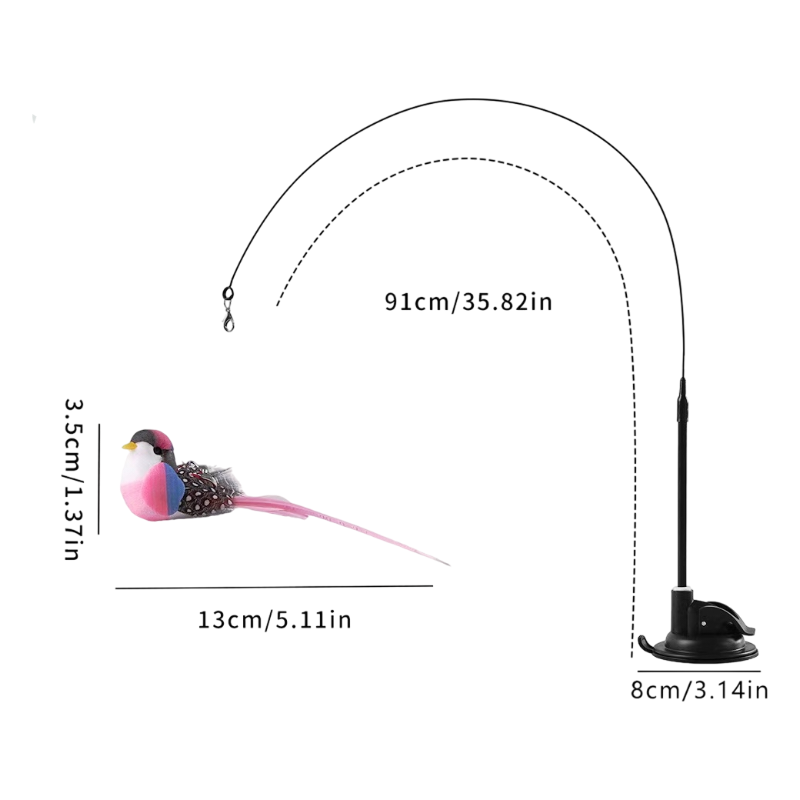 Interactive Self-Play Cat Wand with Suction Base - Automatic Bouncing Teaser