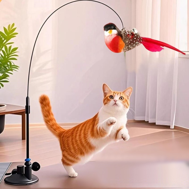 Interactive Self-Play Cat Wand with Suction Base - Automatic Bouncing Teaser view 4