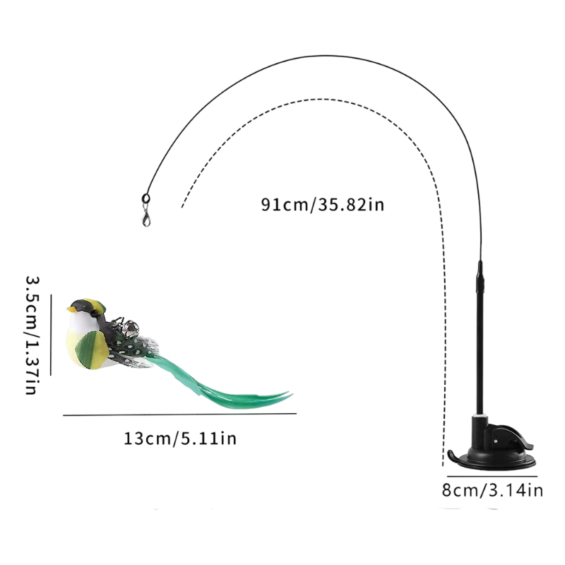 Interactive Self-Play Cat Wand with Suction Base - Automatic Bouncing Teaser