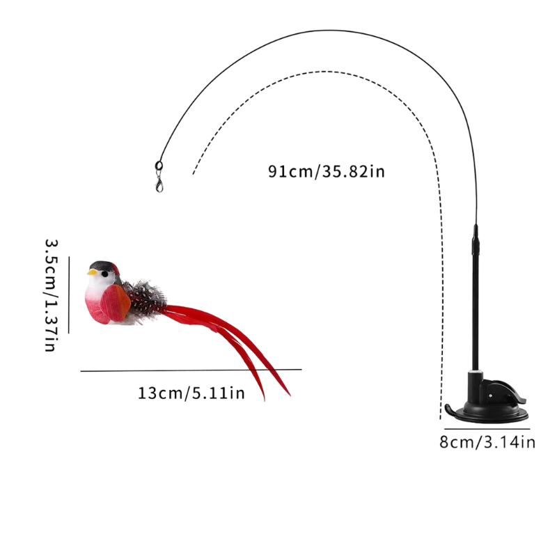 Interactive Self-Play Cat Wand with Suction Base - Automatic Bouncing Teaser