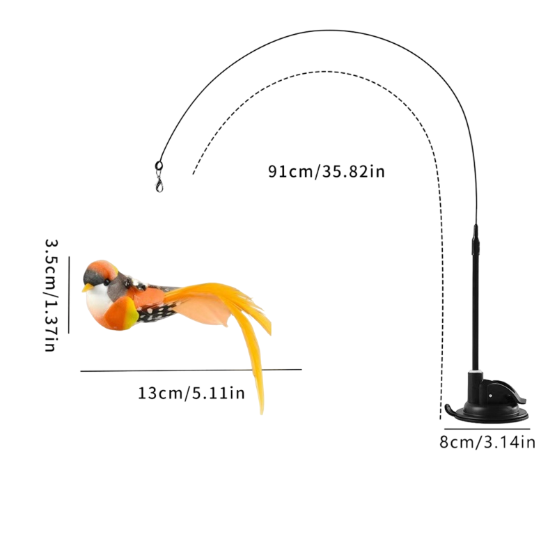 Interactive Self-Play Cat Wand with Suction Base - Automatic Bouncing Teaser