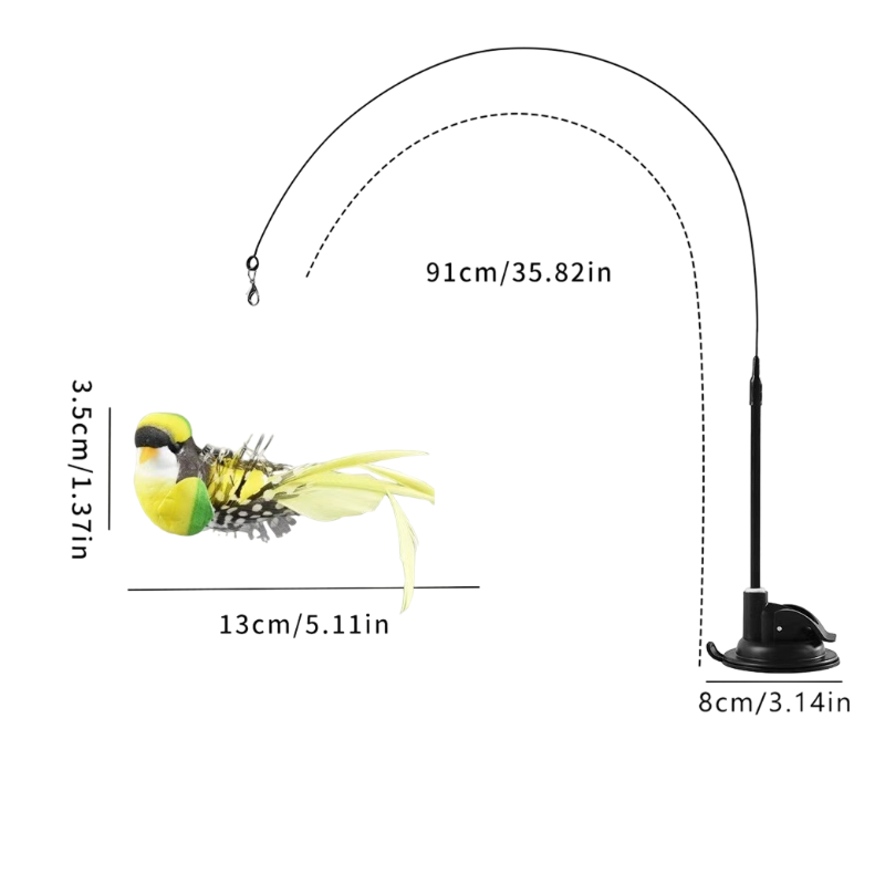 Interactive Self-Play Cat Wand with Suction Base - Automatic Bouncing Teaser