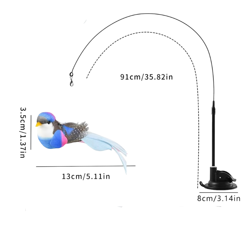 Interactive Self-Play Cat Wand with Suction Base - Automatic Bouncing Teaser