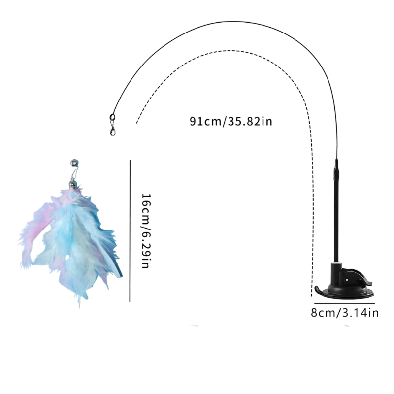 Interactive Self-Play Cat Wand with Suction Base