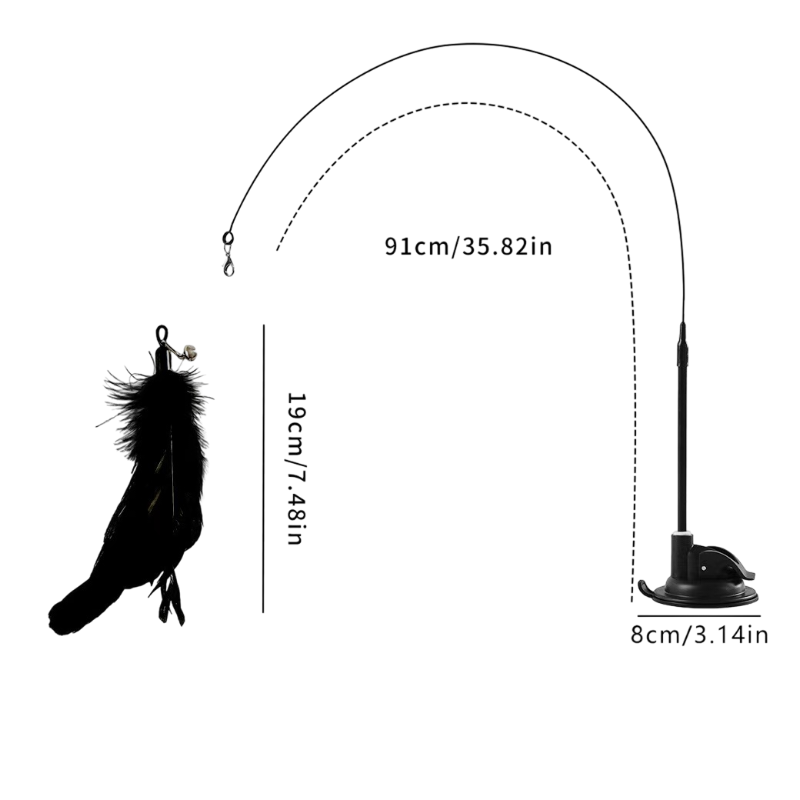 Interactive Self-Play Cat Wand with Suction Base