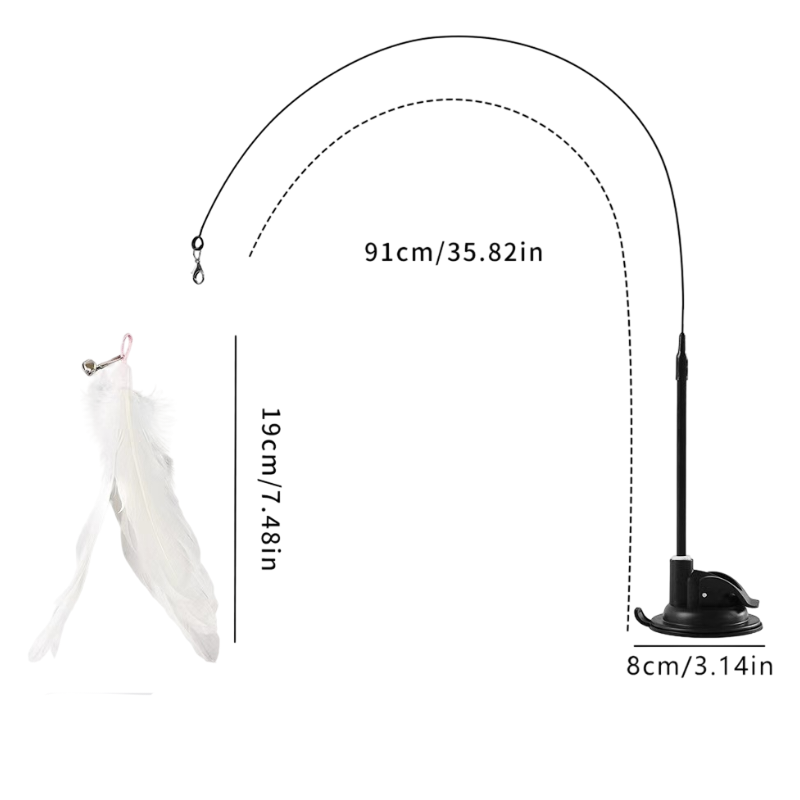 Interactive Self-Play Cat Wand with Suction Base