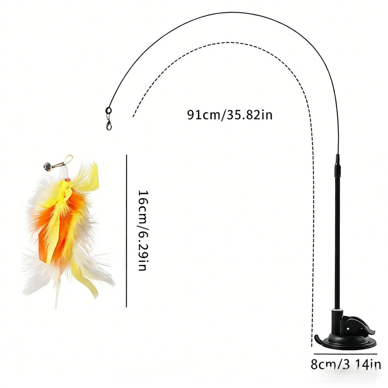 Interactive Self-Play Cat Wand with Suction Base