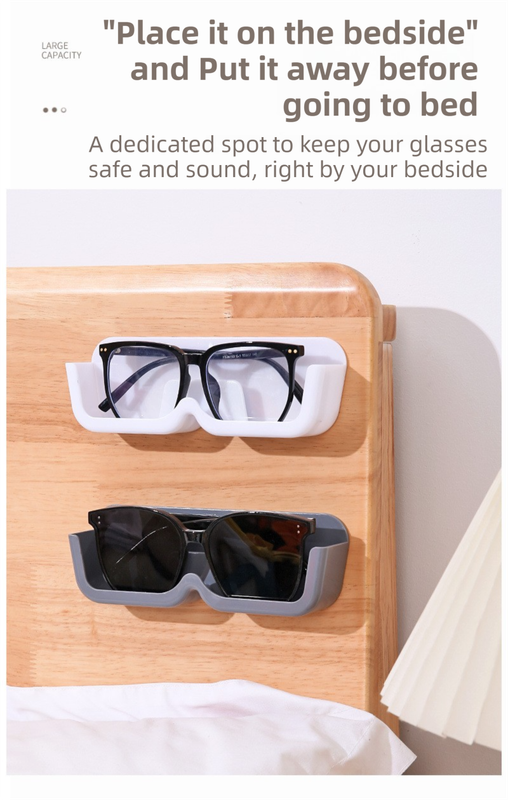 3-Pack Wall-Mounted Glasses Organizer - PET Bedside Bathroom Eyewear Storage Shelf view 2