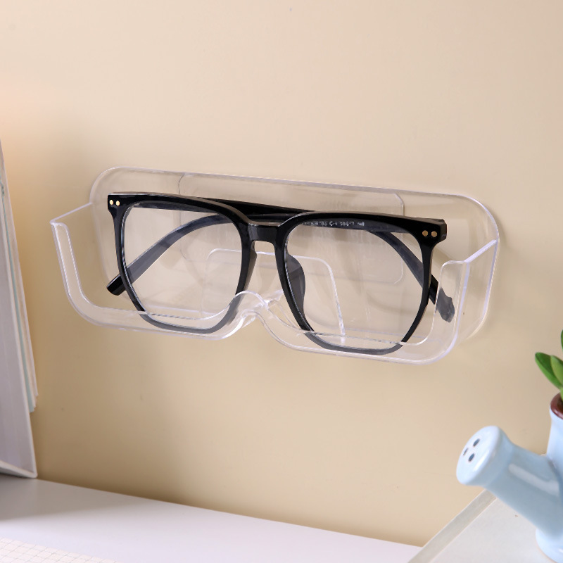 3-Pack Wall-Mounted Glasses Organizer - PET Bedside Bathroom Eyewear Storage Shelf