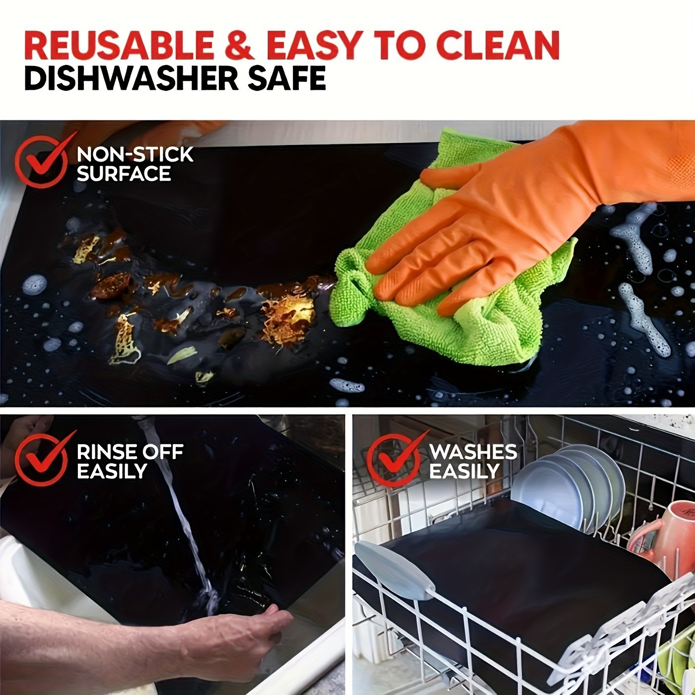 3-Pack 33x40cm Reusable Drip Guard for Ovens view 3