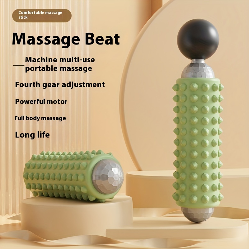 Green Portable Electric Yoga Massage Roller - Handheld Fitness Recovery Tool view 2
