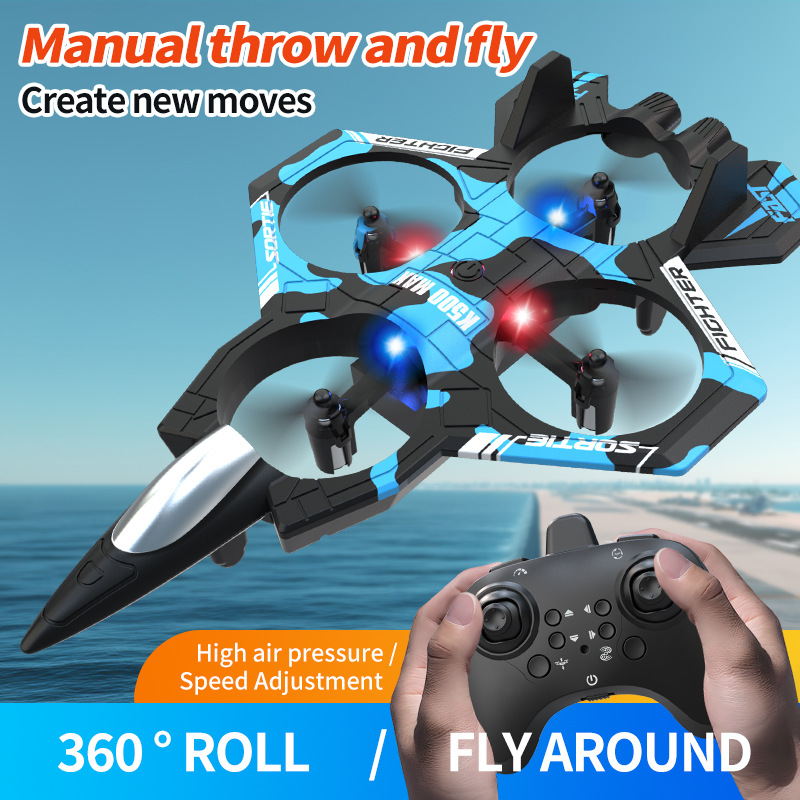 Camouflage Green 2.4G Remote Control Stunt Fighter Drone - Manual Toss Launch view 2