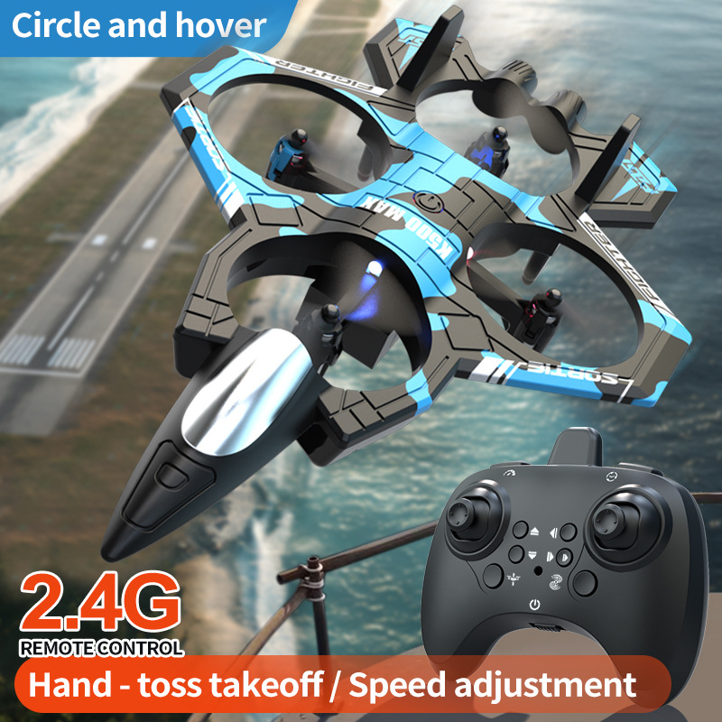 Camouflage Green 2.4G Remote Control Stunt Fighter Drone - Manual Toss Launch view 3