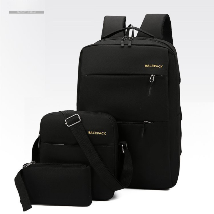 Black 3-PCS Multi-Functional & Lightweight Backpacks Set for Students - Large