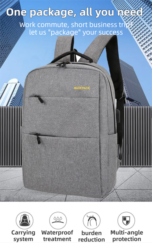 Grey 3-PCS Multi-Functional & Lightweight Backpacks Set for Students - Large view 2