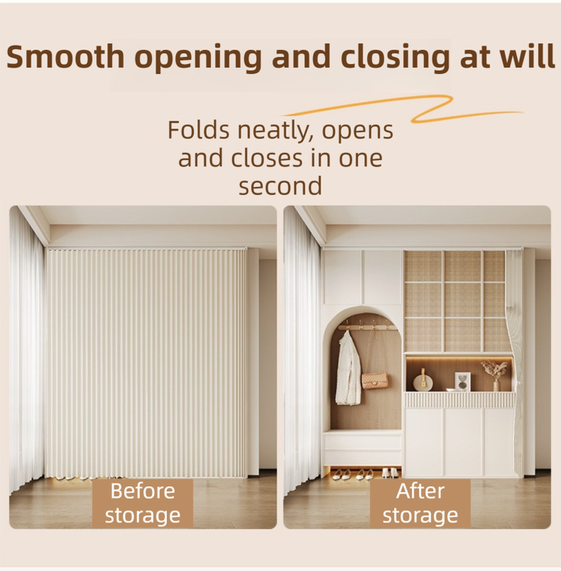 120 X 180 CM Gray Blue Linen-Look Dust Drill-Free Pull-Curtain - Folding view 3