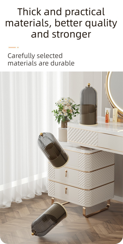 White 360° Rotating Makeup Brush Holder with Transparent Dust-Proof Sliding view 6