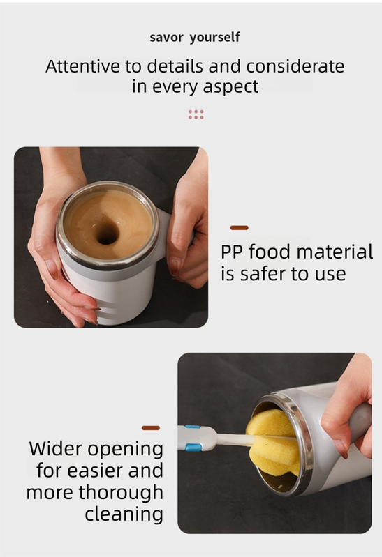 380ML White Magnetic Self-Stirring Coffee Mug - USB Charging view 4