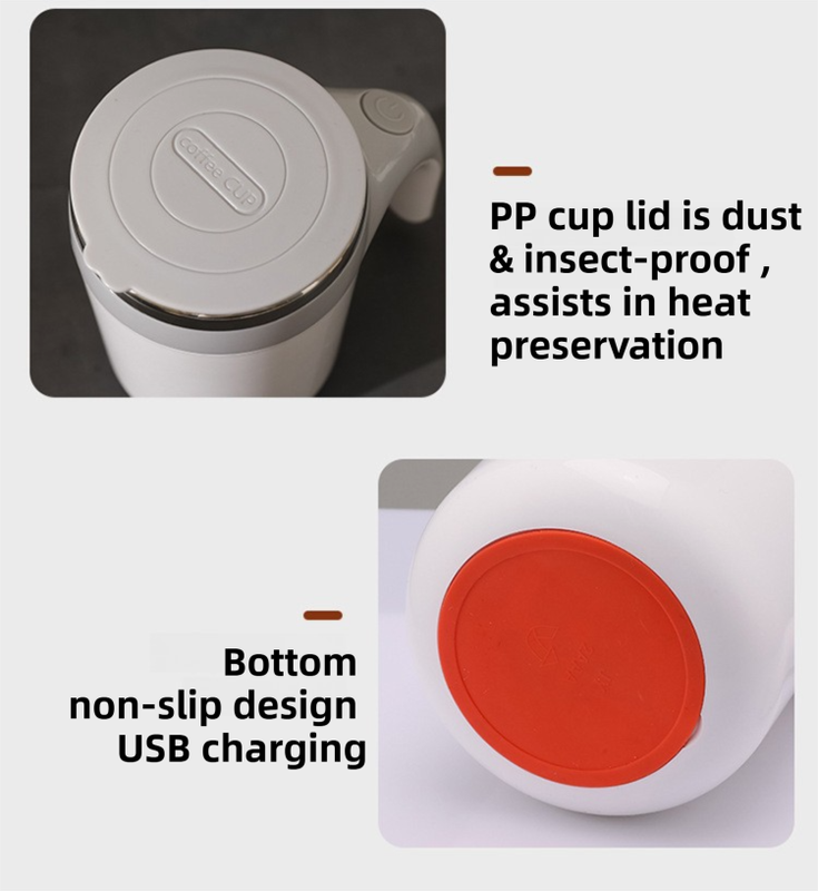 380ML White Magnetic Self-Stirring Coffee Mug - USB Charging view 5