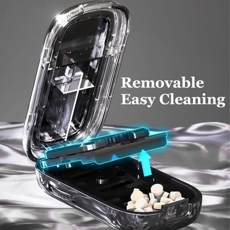 Grey Portable Mini Pill Organizer with 1/2 & 1/4 Precision Cutter view 5