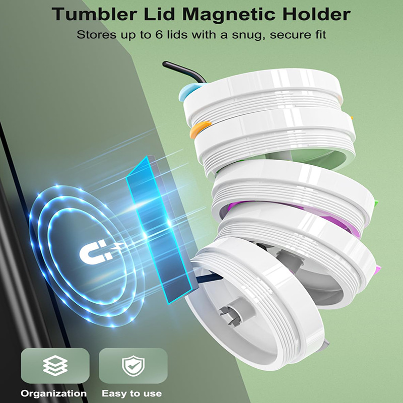 Drill-Free Magnetic Cup Organizer with Dedicated Lid Hook - Heavy Duty Carbon view 3