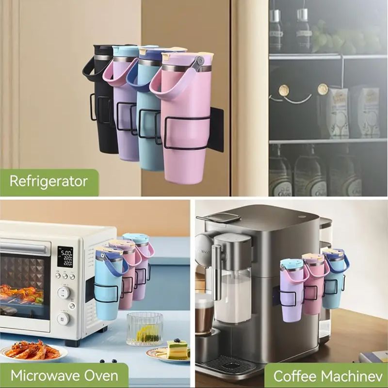 Drill-Free Magnetic Cup Organizer with Dedicated Lid Hook - Heavy Duty Carbon view 5