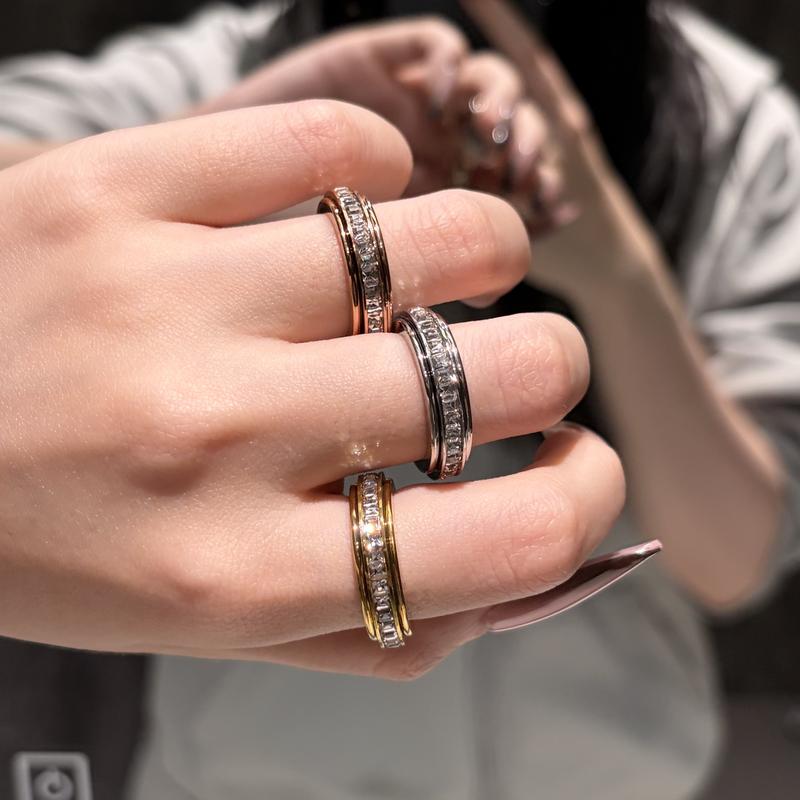 3-Piece Anxiety Spinner Meditation Bands Set - Full Zircon Inlaid Stainless view 5