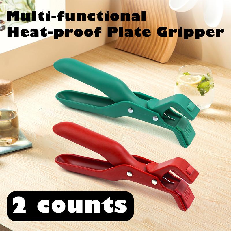 2-Count Non-Slip & Scald Plate Gripper - Heat-Resistant Silicone & Nylon