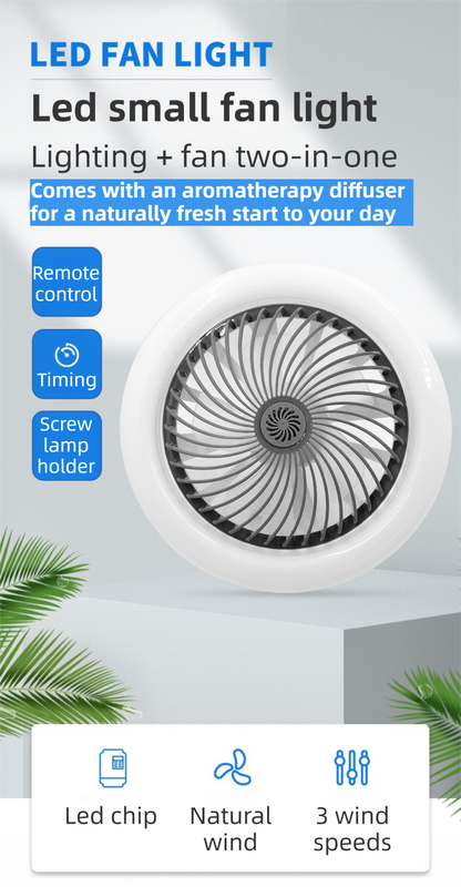 Yellow Quiet Remote LED Ceiling Fan Light with Aromatherapy Slot and Removable view 2