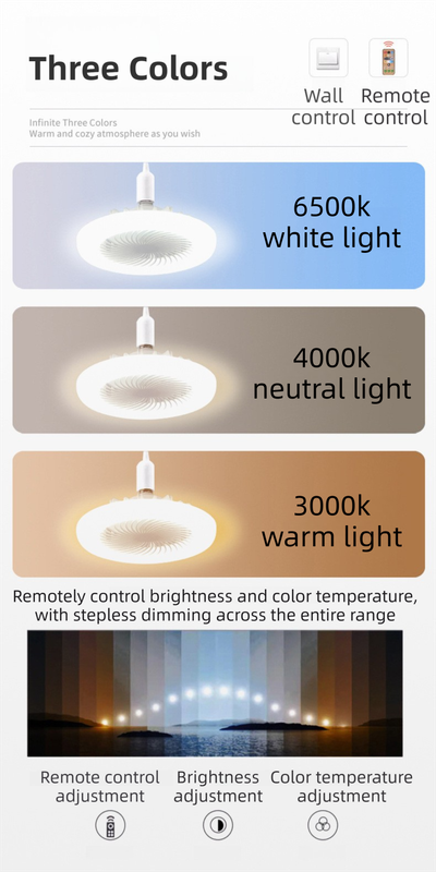 Yellow Quiet Remote LED Ceiling Fan Light with Aromatherapy Slot and Removable view 3