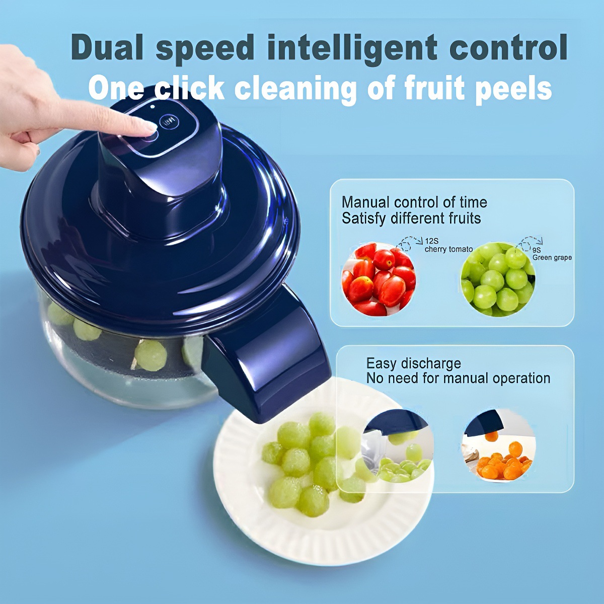 Blue Automatic Grape Peeler Machine - High-Efficiency & Mess-Free