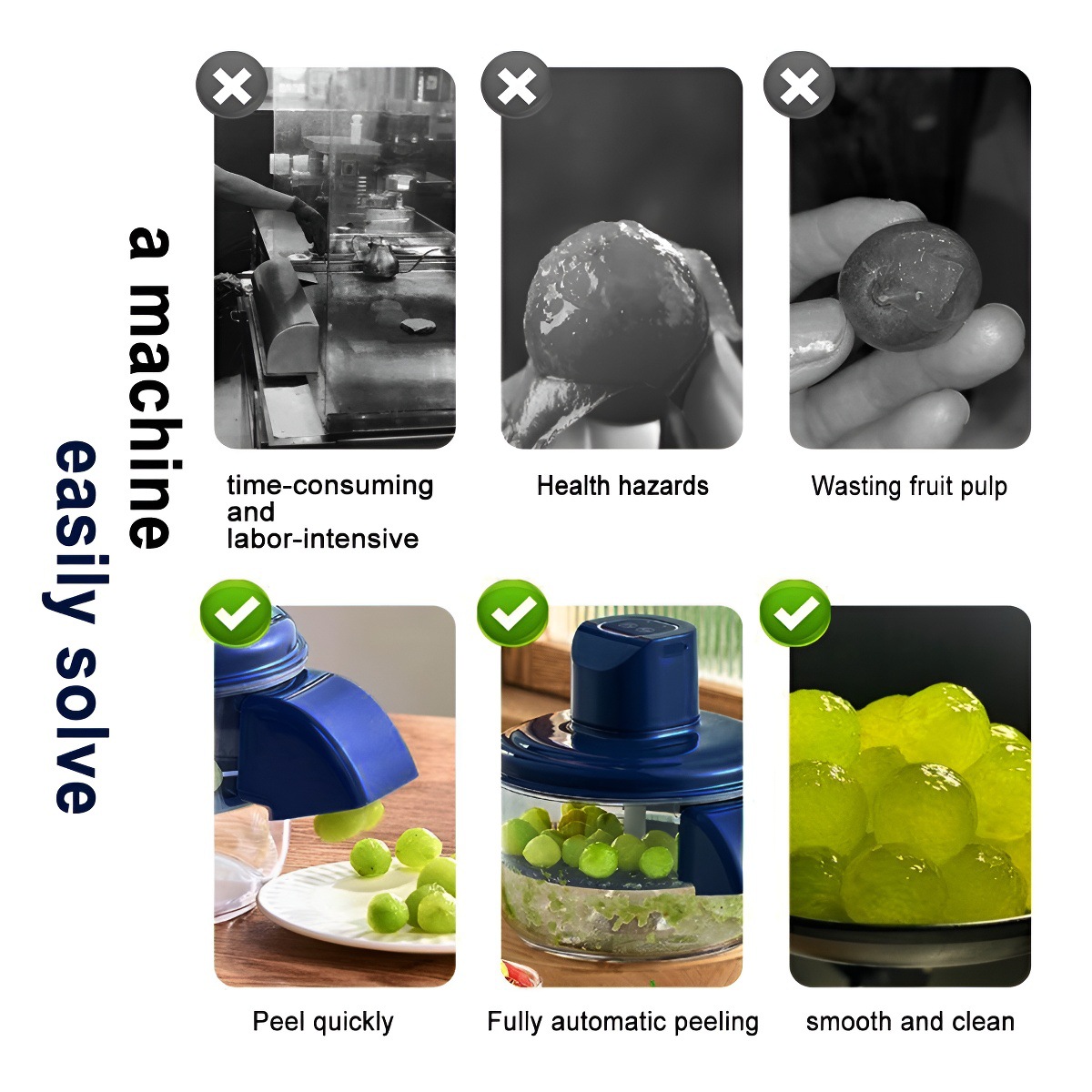 Blue Automatic Grape Peeler Machine - High-Efficiency & Mess-Free view 3