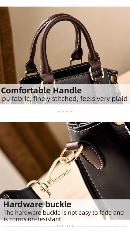 Caramel Trendy Vertical Square PU Leather Moto Crossbody Bag & Tote with view 5