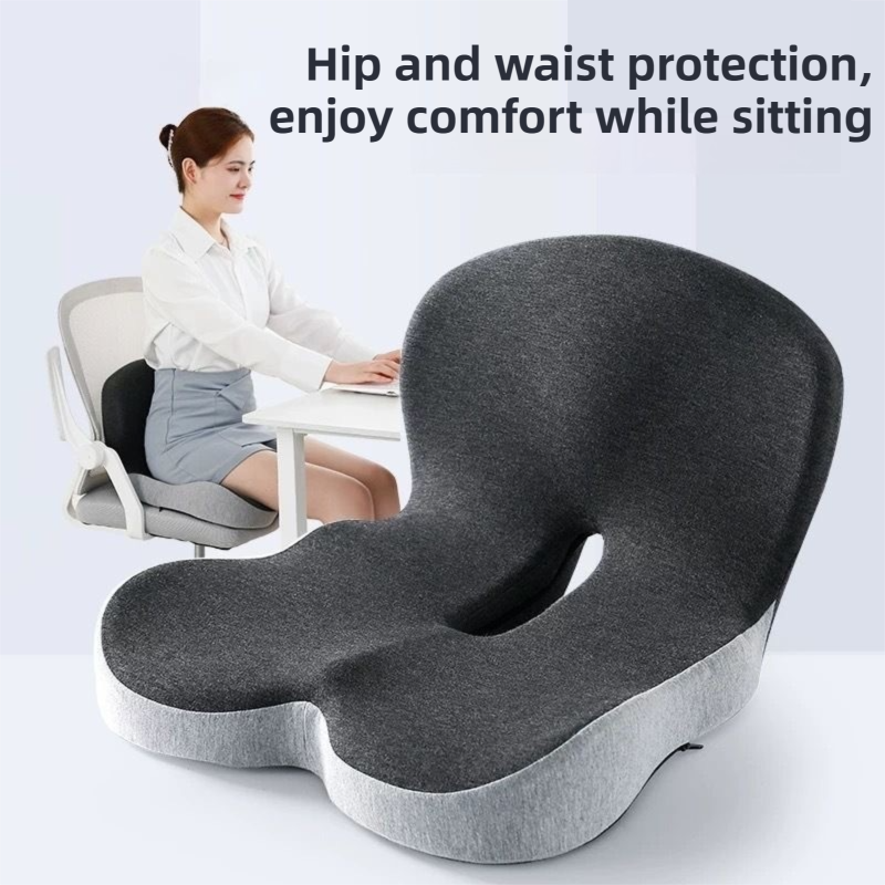 Black-Grey Ergonomic Memory Foam Seat Cushion & Lumbar Support(44x42x32CM) view 4
