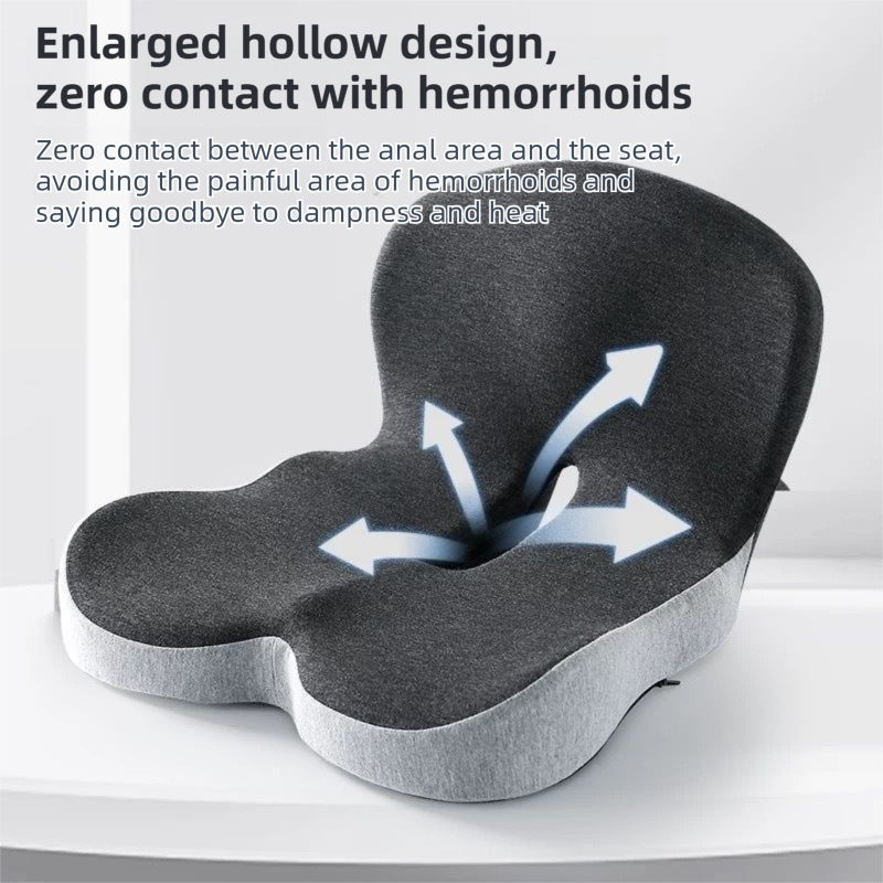 Black-Grey Ergonomic Memory Foam Seat Cushion & Lumbar Support(44x42x32CM) view 5