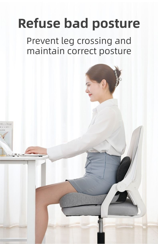 Black-Grey Ergonomic Memory Foam Seat Cushion & Lumbar Support(44x42x32CM) view 7