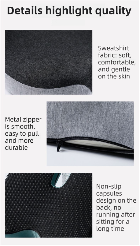 Black Ergonomic Memory Foam Seat Cushion & Lumbar Support(44x42x32CM) view 6