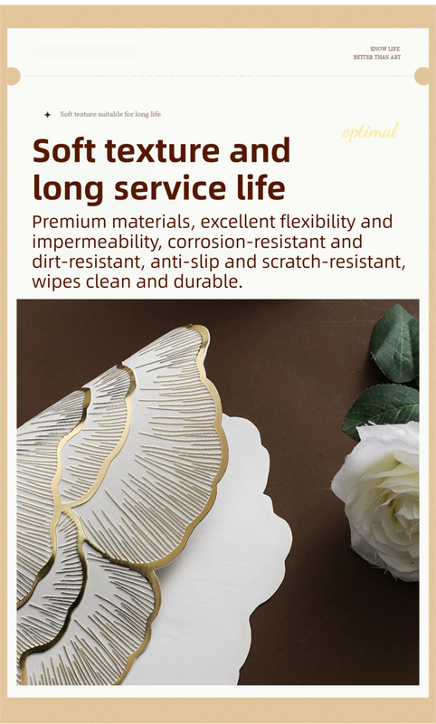 4-Pack Gold Luxury Bronzing Floral Heat-Insulated Placemats - Lotus Style view 3