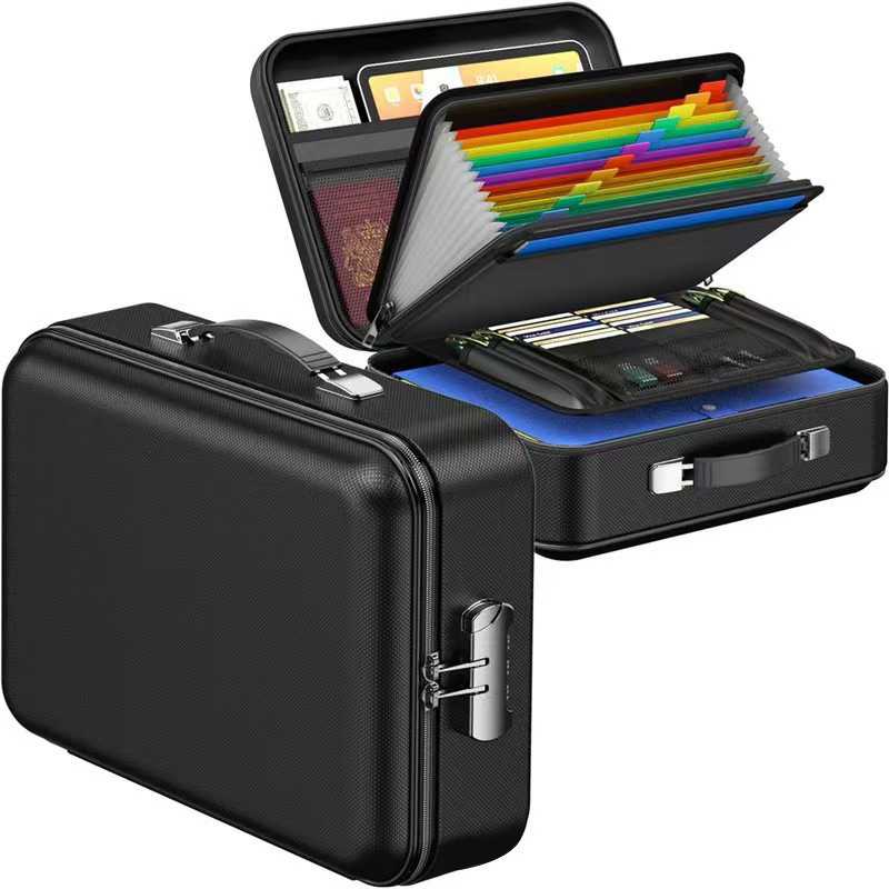 3-Layer Fireproof & Waterproof File Organizer Box(38x28x13CM) with Security