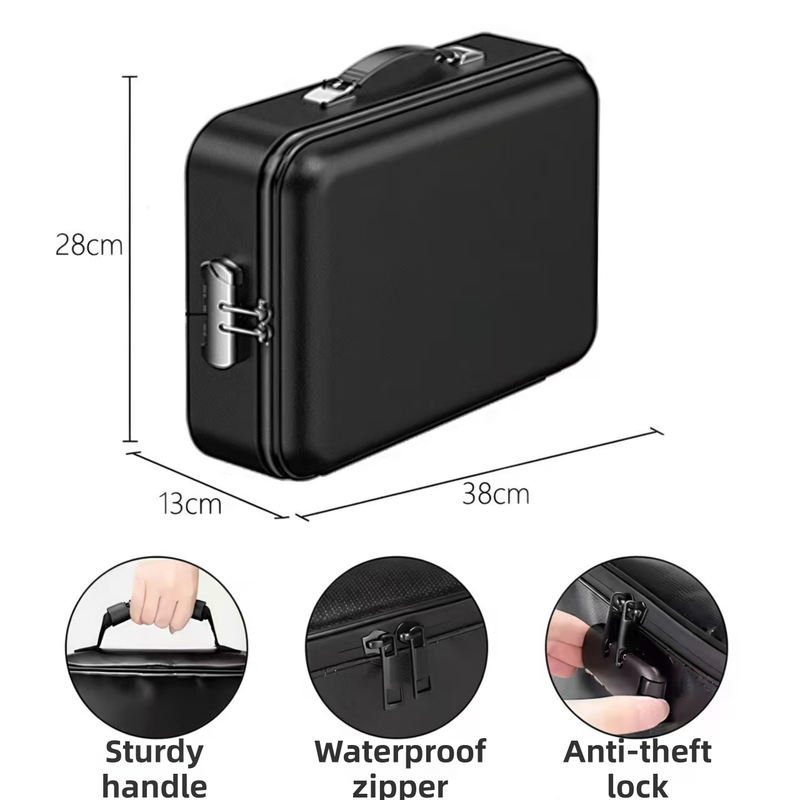 3-Layer Fireproof & Waterproof File Organizer Box(38x28x13CM) with Security view 5