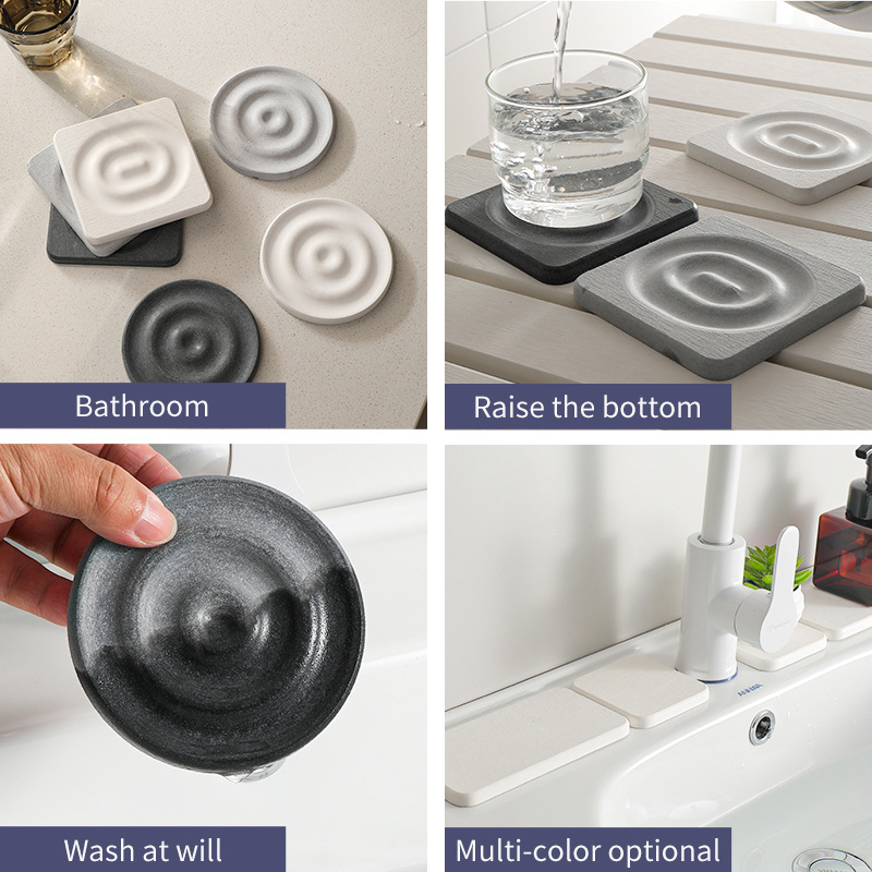 6-Pack Grey Instant Dry Diatomite Square Coaster Tray(10x10CM) view 5