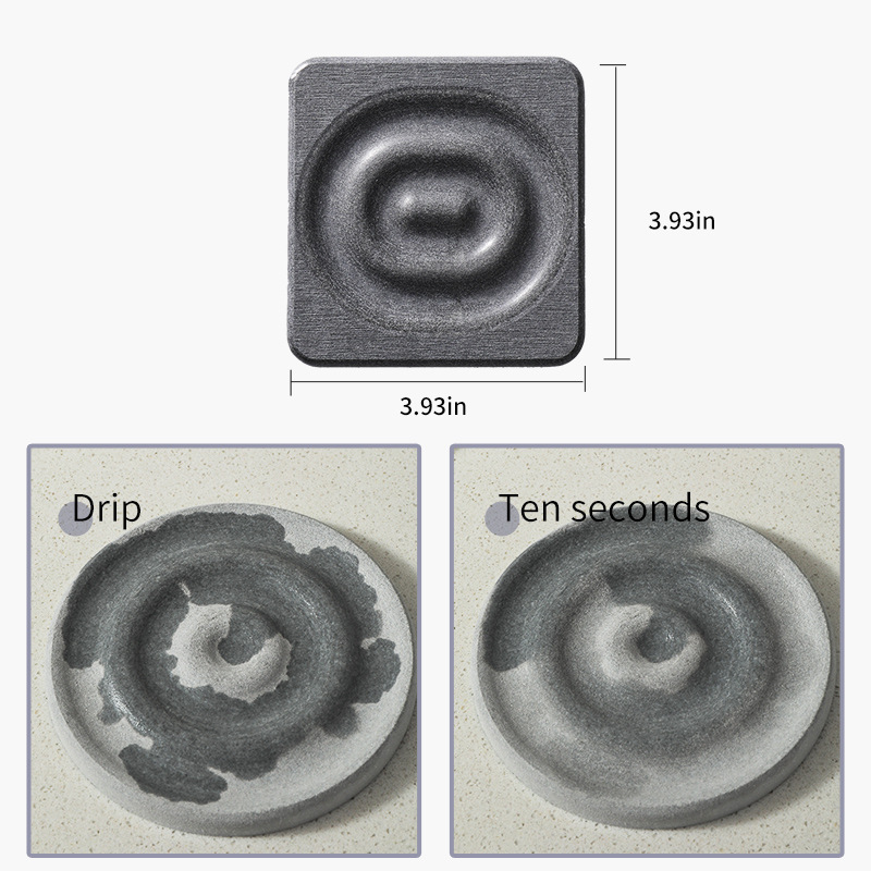 6-Pack Grey Instant Dry Diatomite Round Coaster Tray(10x10CM) view 2