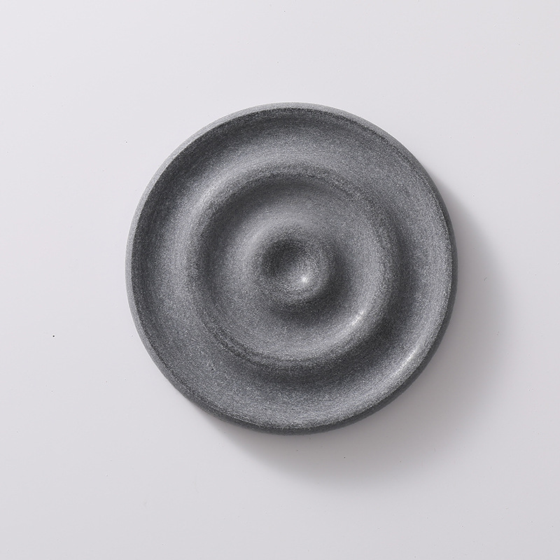 6-Pack Dark Grey Instant Dry Diatomite Round Coaster Tray(10x10CM)